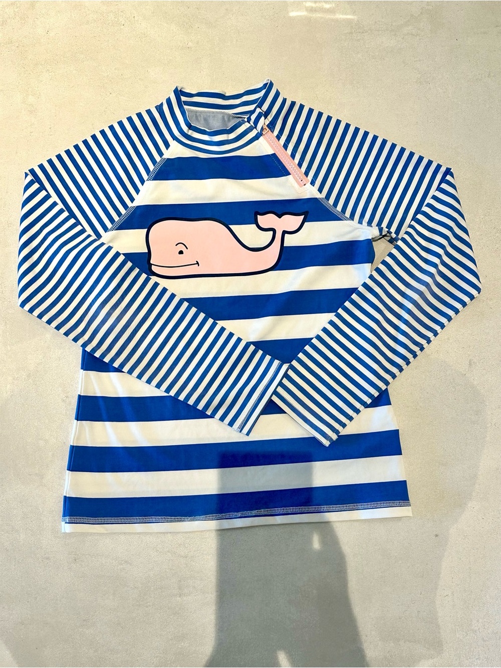 Vineyard Vines Blue, White & Pink Striped Kids Rash Guard